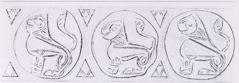 Fájl:A magyar koronázási jogar kristlygömbjének három oroszlánja, 10. század.png