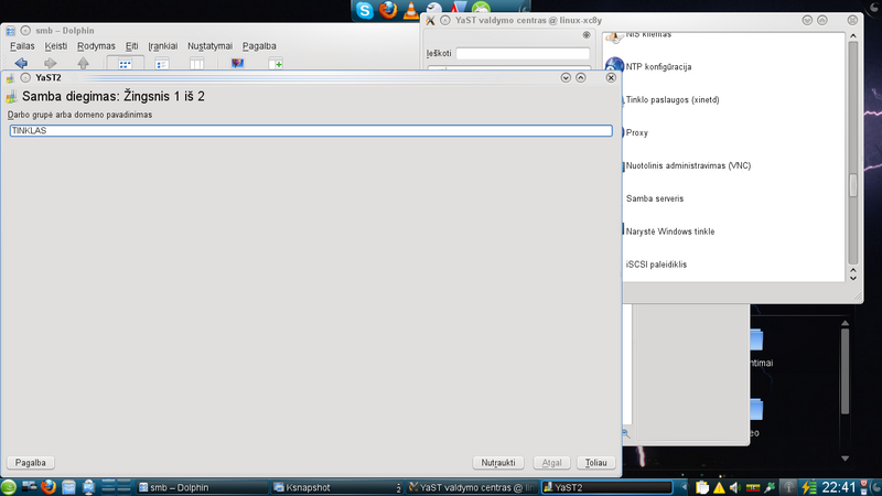 Vaizdas:OpenSUSE 112 YaST Samba serveris 1.png