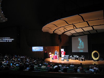 Presentation in progress at the TRETC conference, in MIT's Kresge Auditorium.