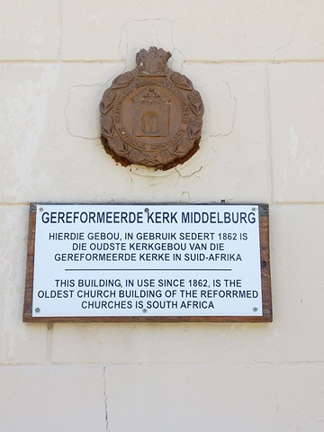 Lêer:Bordjie buite die Gereformeerde kerk Middelburg, Kaap, Ian van Zyl, Desember 2017.jpg