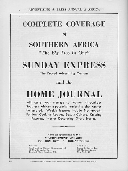 Lêer:Advertensie vir die Sunday Express in The 1957 Advertising & Press Annual of Africa.jpg