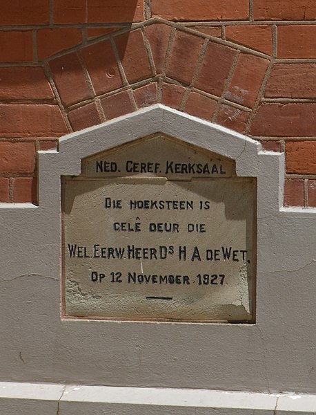 Lêer:NG gemeente Pietermaritzburg-Wes, hoeksteen van die kerksaal, Morné van Rooyen, 25 Desember 2021.jpg