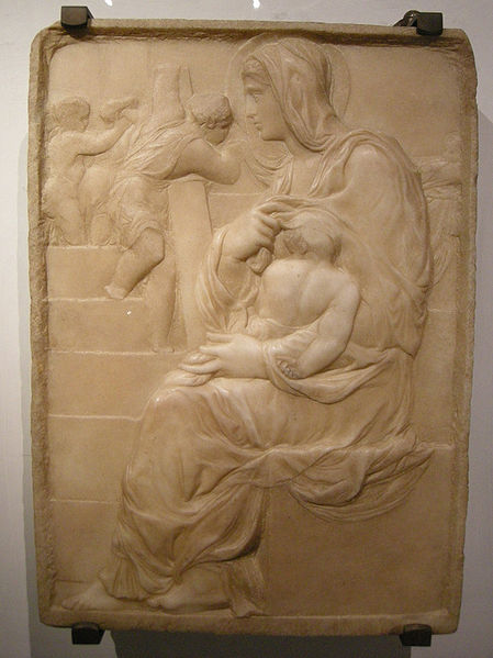 ስዕል:449px-Michelangelo, madonna della scala, 1490 ca. 01.JPG