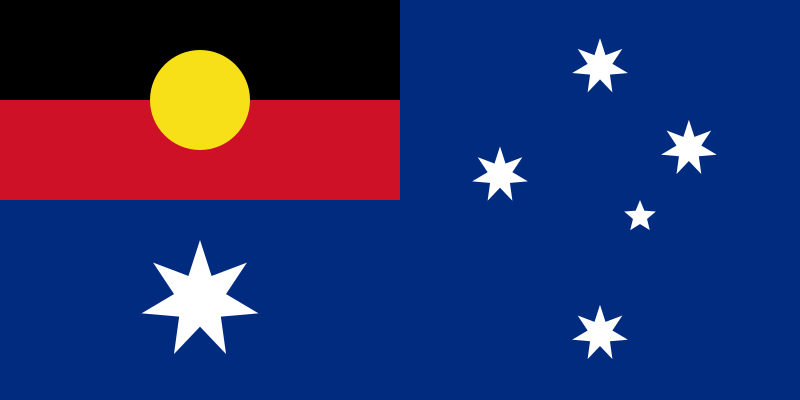 Datei:Flag of Australia with Aboriginal flag replacing Union flag.svg