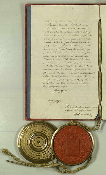 Datei:Urkunde Auflösung des Heiligen Römischen Reichs von 1806.jpg