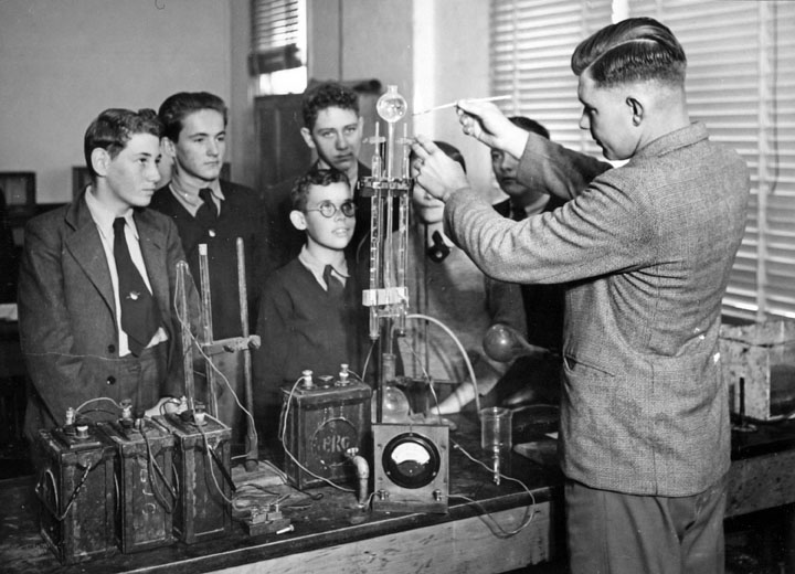 Queensland State Archives 1638 Industrial High School Brisbane Science Class April 1951