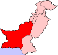 Map of Pakistan with Balochistan higlighted