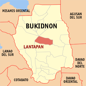 Mapa sa Bukidnon nga nagapakita kon asa nahimutangan ang Lantapan