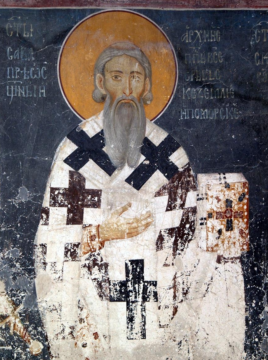 Freske av Sabas i Kongens kirke i klosteret Studenica 