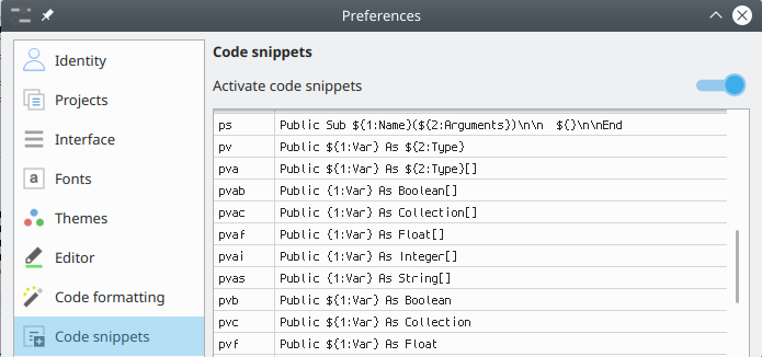 Code abbreviations