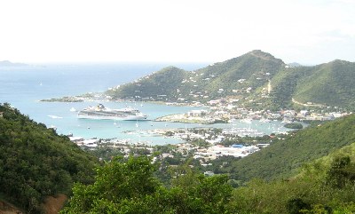 Road Town's harbour from Ridge Road