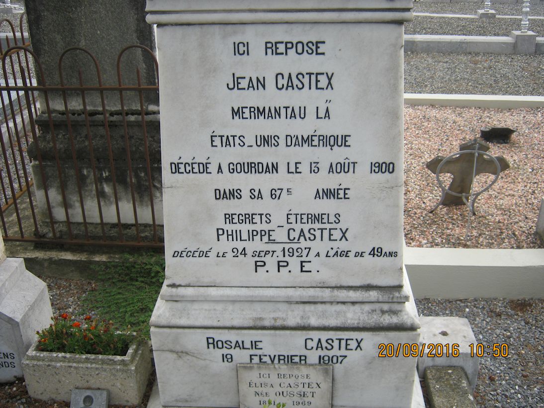 Tomb of CASTEX Jean died in France Haute-Garonne Gourdan 1900, august 13