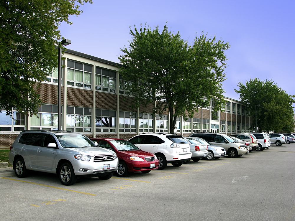 High school parking lot