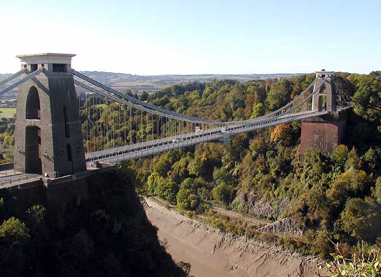 The Clifton Suspension Bridge, Bristol, England. The bridge is 240 feet above the River Avon (at high tide).