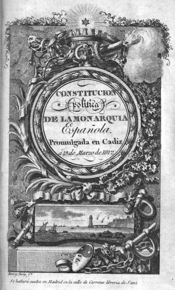 Portada de un ejemplar de la Constitución de Cádiz de 1812 (wikipedia.org)