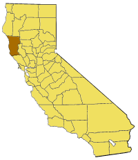 Map of California highlighting Mendocino County