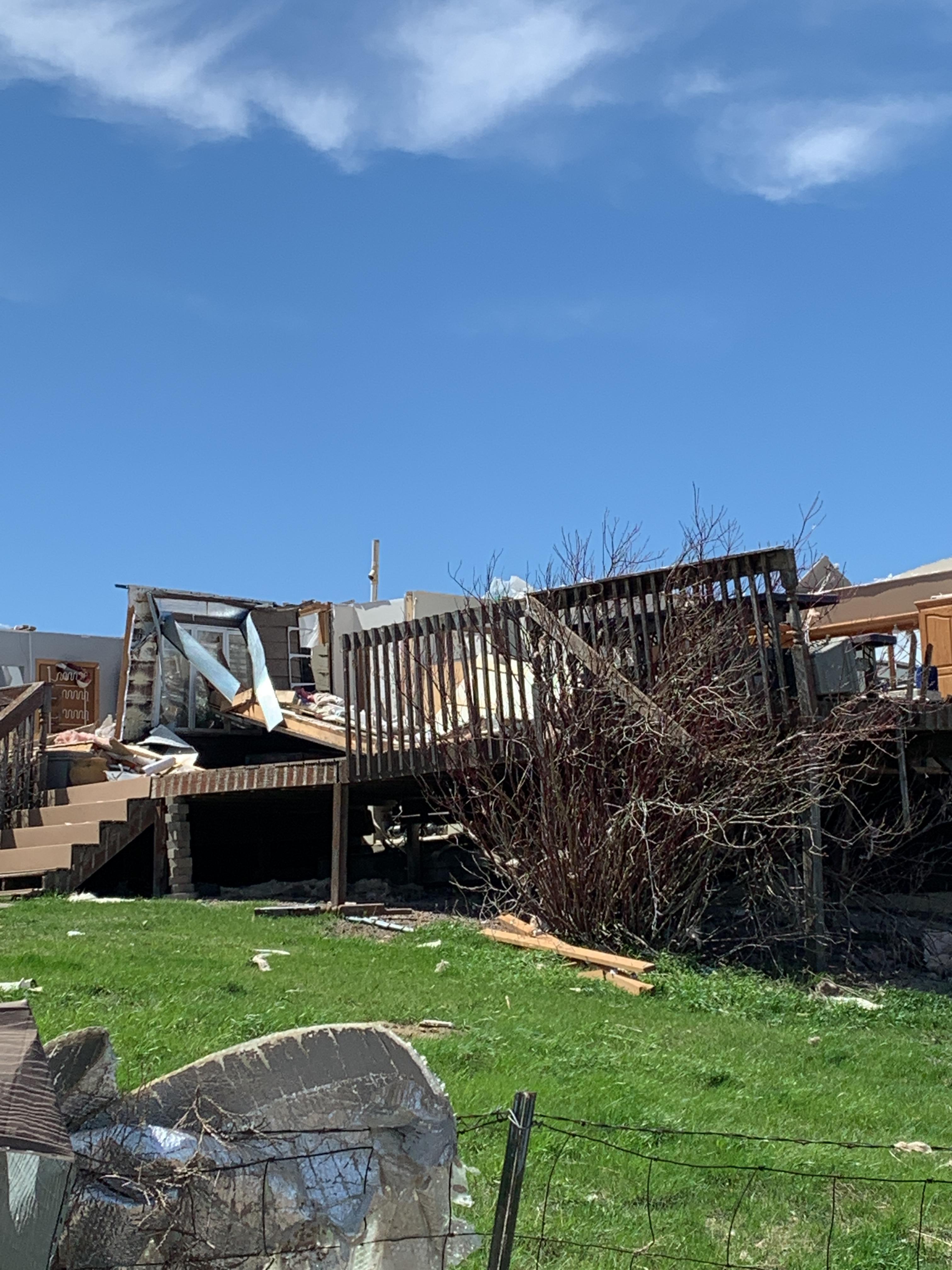 EF2 tornado damage to a home south of Gary, South Dakota.
