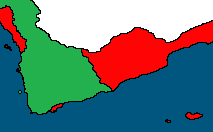 Yeşil Osmanlı ve kırmızı Britanya kontrolünü simgeler.