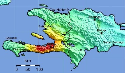 Shake map of 2010 Haiti earthquake