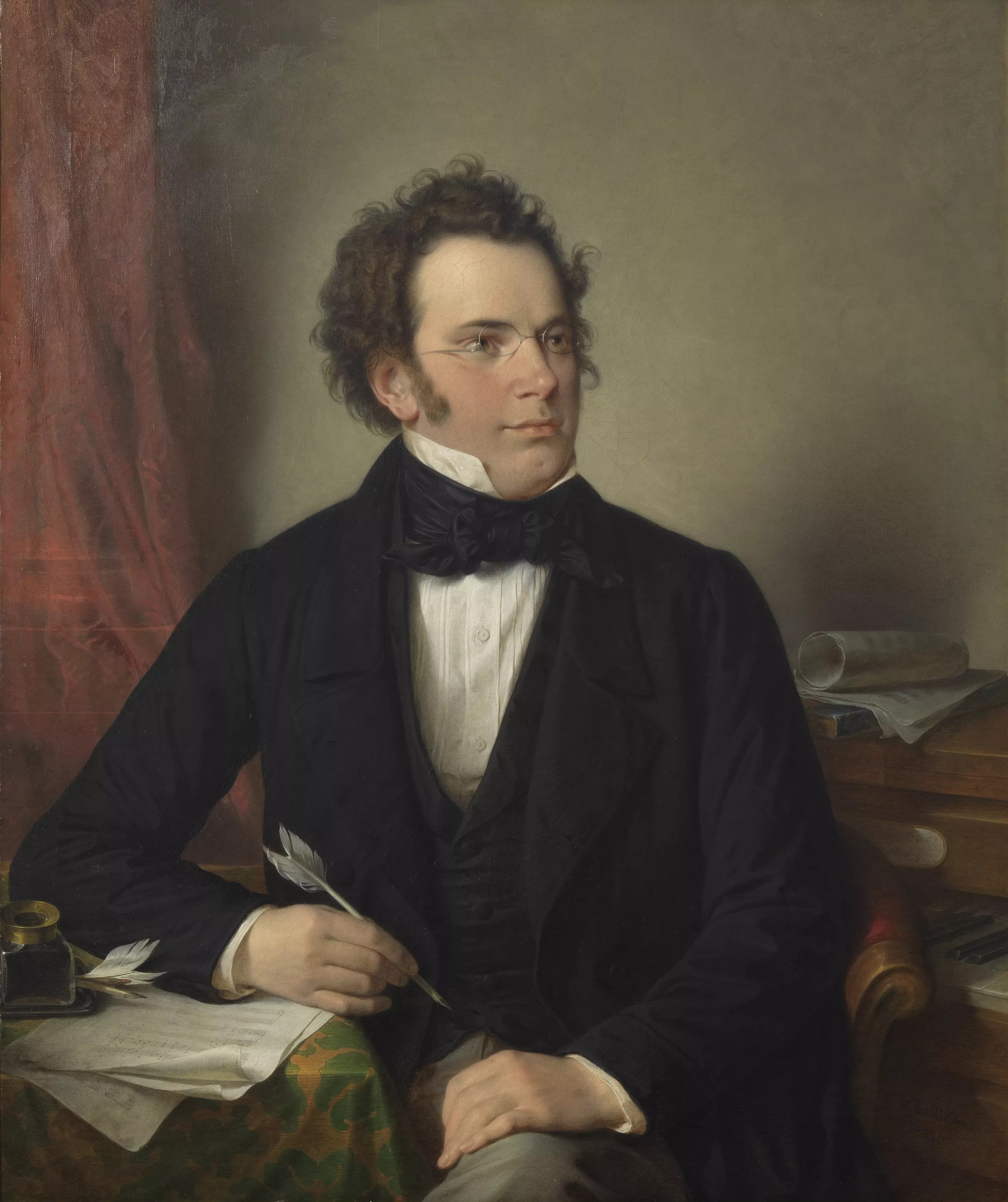 Oil painting of Franz Schubert, after an 1825 ...