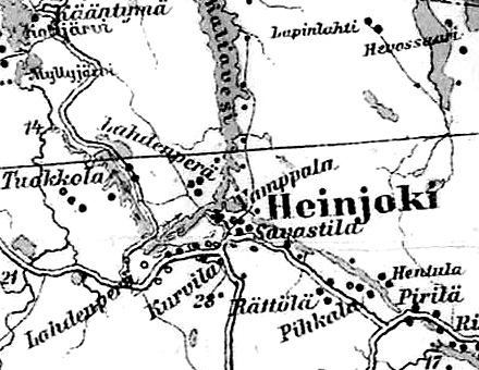 Село Хейнъйоки на финской карте 1923 года