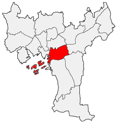 Kaupungin kartta, jossa Gamle Oslo korostettuna.