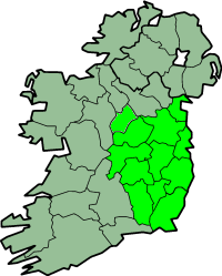 Karta över Irland med Leinster markerat