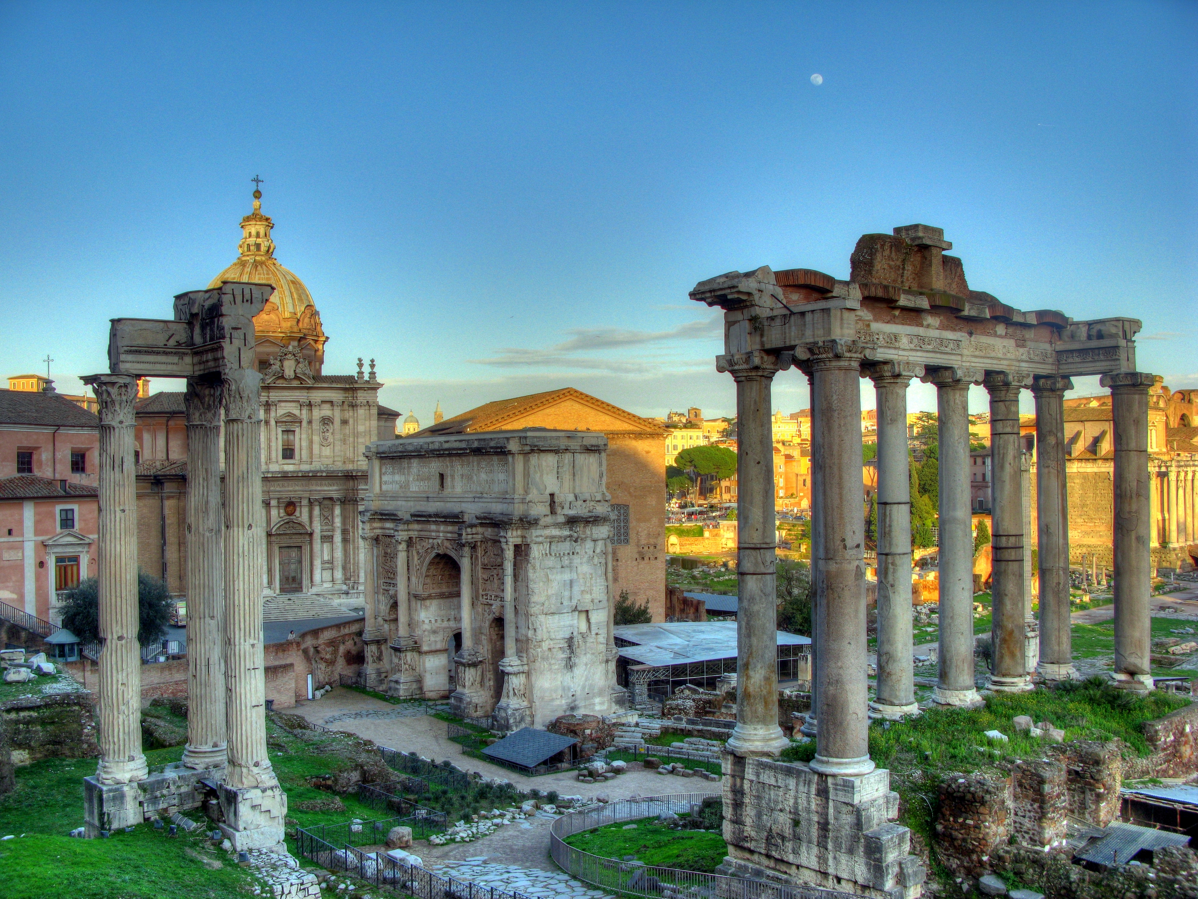 Fórum Romano o centro político, econômico, cultural e religioso da cidade durante a República...