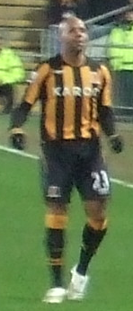 King playing for Hull City in 2009 Marlon King Hull City v. Newcastle United 1.png