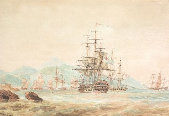 Файл:HMS Agamemnon cuts out French.jpg