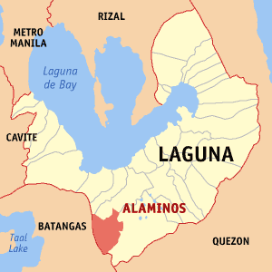 Mapa han Laguna nga nagpapakita kon hain nahimutang an Alaminos