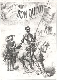 Dom Quixote e Sancho Pança, desenhados por Angelo Agostini.