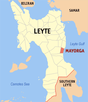 Mapa han Leyte nga nagpapakita kon hain an Mayorga