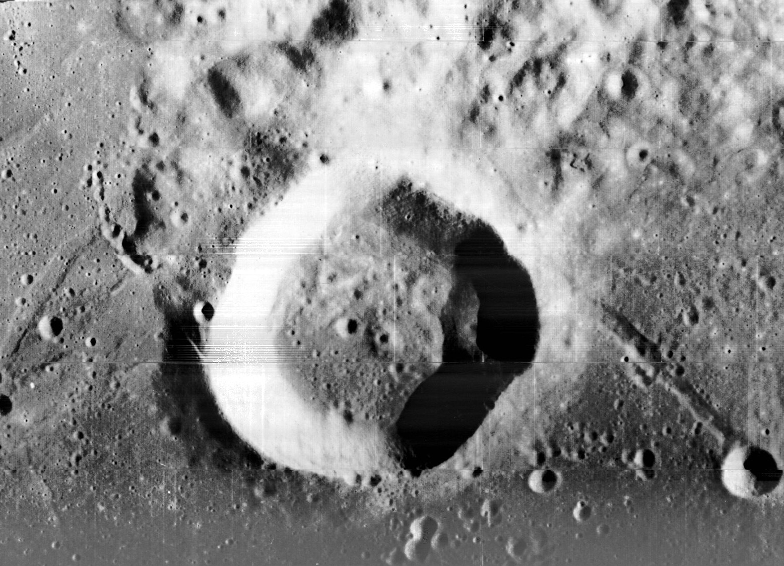 Lunar crater on the moon. (Wiki).