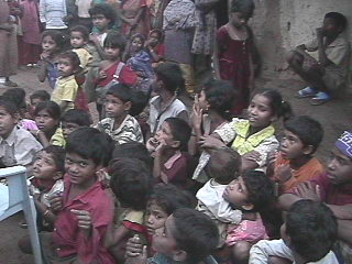 A group of slum children in India