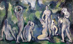 Badande kvinnor av Paul Cézanne från 1894–1896 på Ordrupgaard i Danmark (47 x 77 cm).[2]