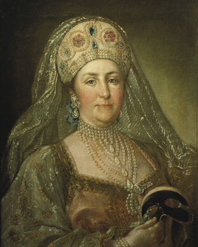 Portrait of Catherine II in Russian costume painted by an unknown artist.