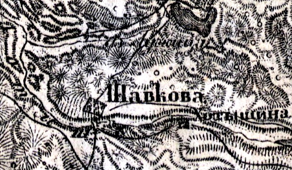 Деревня Шавково на карте 1919 года