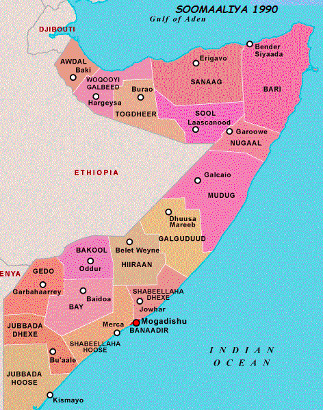 Map of the sites related to the Somali civil war [135]
