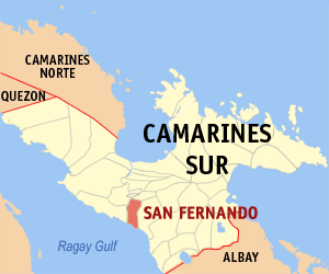 Mapa han Camarines Sur nga nagpapakita kon hain nahamutang an San Fernando