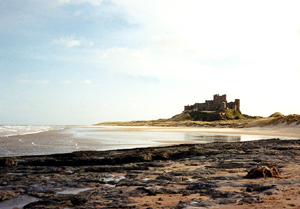 Bamburgh castle from the beach. Wikipedia Commons. 
