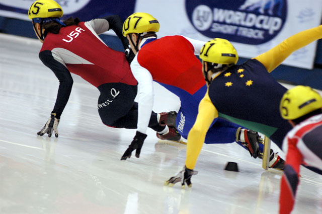 Short track speed skating courtesy of Wikipedia