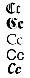 Der Buchstabe C in verschiedenen Schriftarten