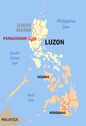 Map of the Philippines with Pangasinan highlighted