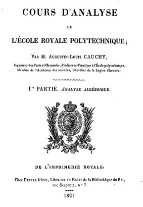 Title page of textbook by Cauchy.