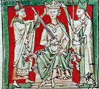 A 13th-century depiction of the coronation of King Stephen StepanAngl.jpg