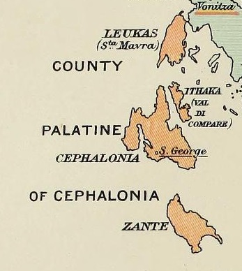 Location of Cephalonia and Zakynthos