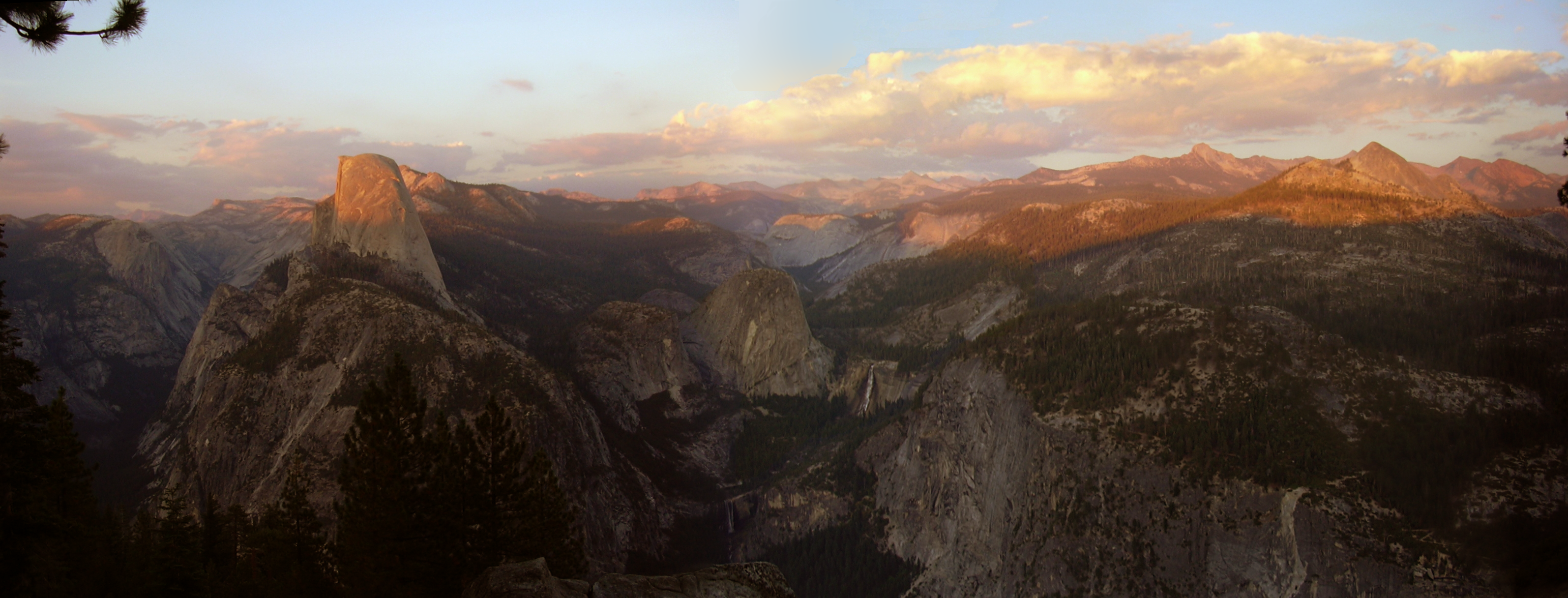 Composite panoramic image of view of Yosemite ...