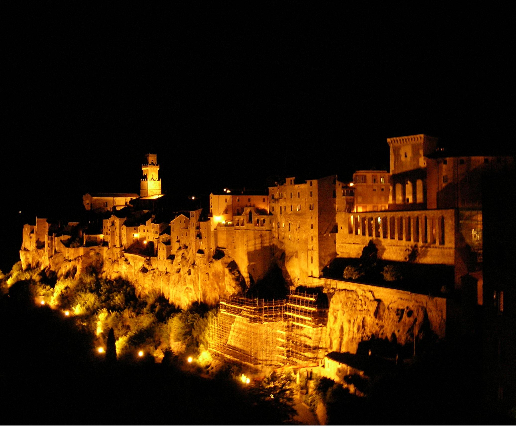 Pitigliano, Italy, at night