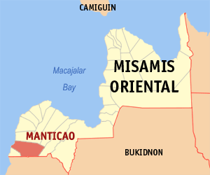 Mapa sa Misamis Oriental nga nagpakita kon asa nahimutang ang Manticao